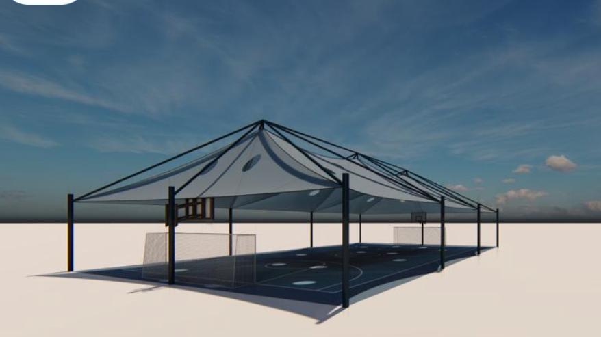 Modern and sleek tensile shade structures for effective and stylish shading solutions.